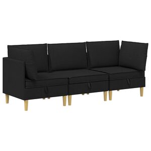 vidaXL Modulaire Sofa Set met Opslag 3 pcs Zwart Stof
