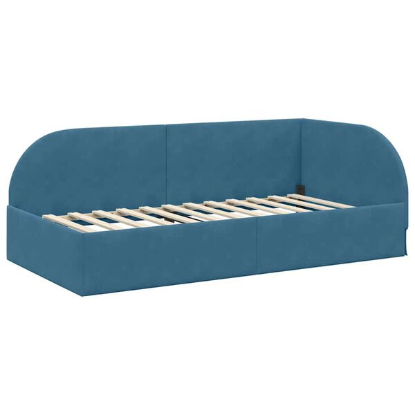vidaXL Hoekbedframe met hoofdeinde Blauw 90 cm x 190 cm Fluweel
