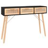 vidaXL Wandtafel 105x30x75 cm massief grenenhout en natuurlijk rattan