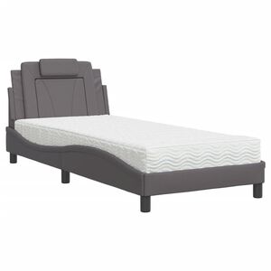 vidaXL Bed "Viana" met matras kunstleer grijs 90x200 cm