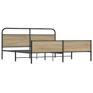 vidaXL Bedframe zonder matras metaal gerookt eikenkleurig 193x203 cm