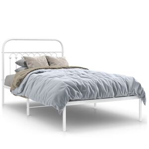 vidaXL Bedframe met hoofdbord metaal wit 100x190 cm