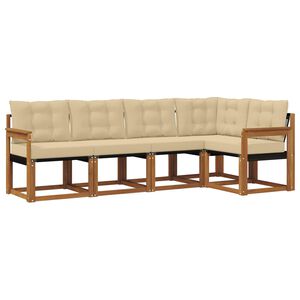 vidaXL Buiten bankenset met kussen 5 pcs Natuurlijk en Beige