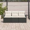 vidaXL Bankstel met kussen 3 pcs Zwart poly rattan