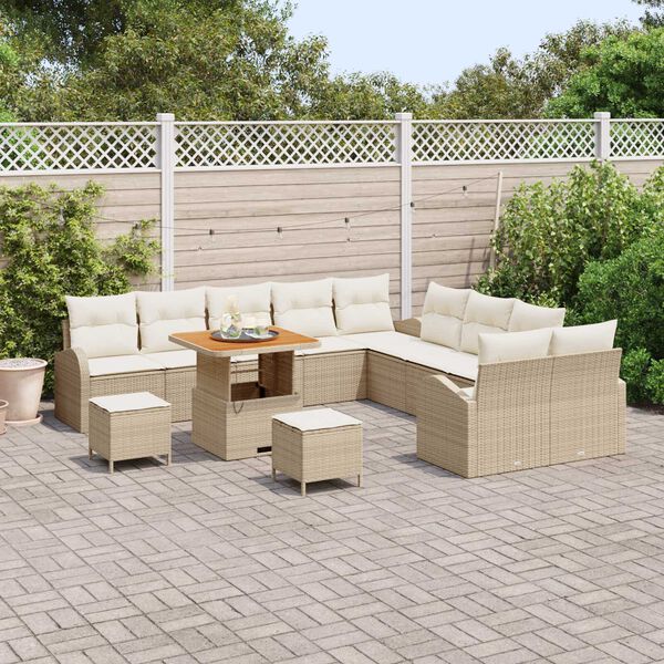 vidaXL Tuin Sofa Set met kussen met opslag 13 pcs Beige en Cr&egrave;me