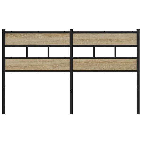 vidaXL Hoofdbord 140 cm ijzer en bewerkt hout sonoma eikenkleurig