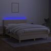 vidaXL Boxspring met matras en LED stof cr&egrave;mekleurig 140x200 cm