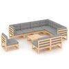 vidaXL 10-delige Loungeset met kussens massief grenenhout