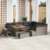 vidaXL Tuin Sofa Set met kussen met opslag Grijs Poly riet