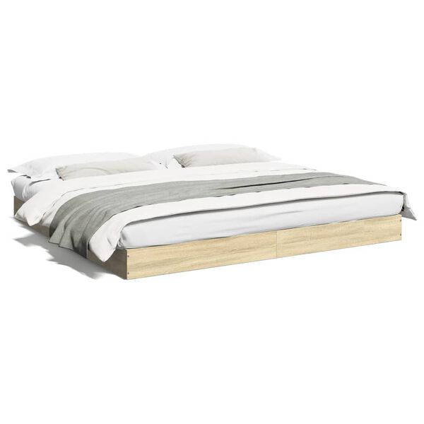 vidaXL Bedframe zonder matras 200x200cm spaanplaat sonoma eikenkleurig