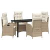 vidaXL Tuin eettafelset 5 st Beige poly rattan
