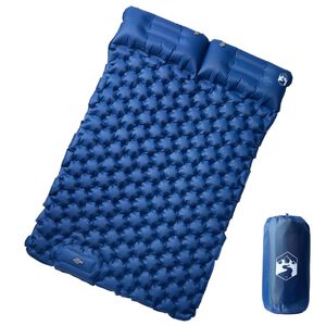 vidaXL Kampeermatras met kussens zelfopblazend 2-persoons marineblauw