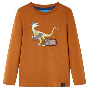 Kindershirt met lange mouwen 104 cognackleurig