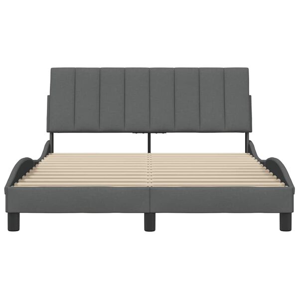 vidaXL Bedframe zonder matras "Hanko" stof donkergrijs 140x190 cm