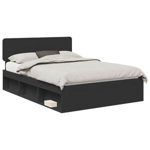 vidaXL Bedframe met hoofdeinde Zwart 160 x 200 cm Massief grenenhout