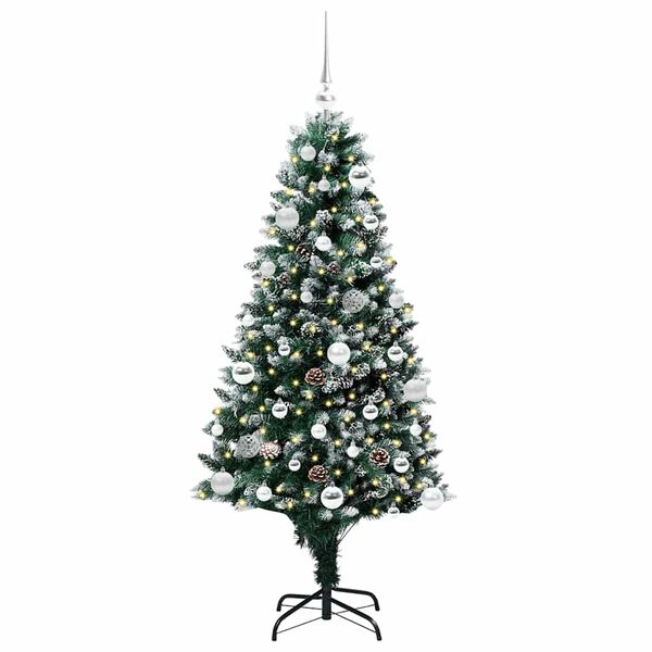 vidaXL Kunstkerstboom Groen 150 cm PVC en Staal en Kunststof