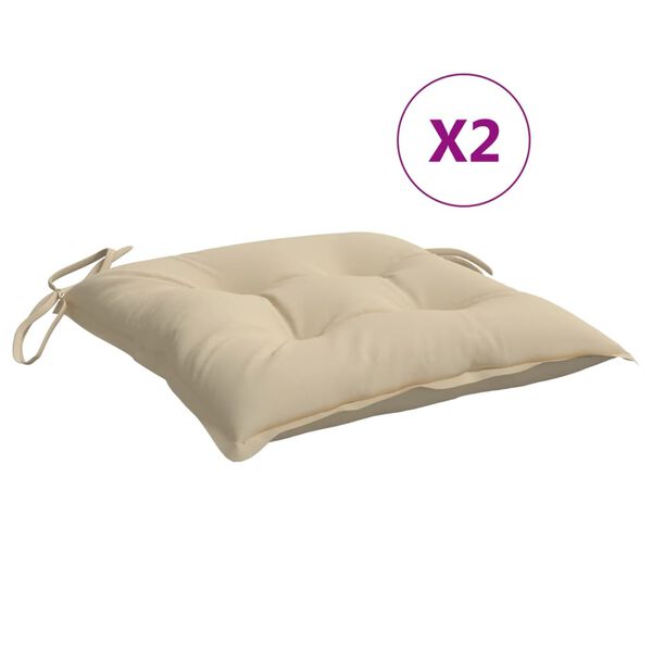 vidaXL Stoelkussens 2 st 50x50x7 cm oxford stof beige