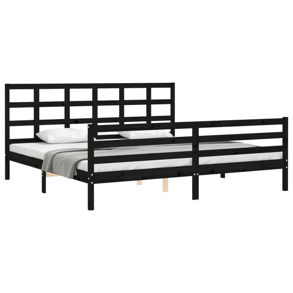 vidaXL Bedframe met hoofdbord massief hout zwart 200x200 cm