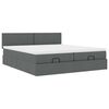 vidaXL Ottoman bed met matrassen en LED's 200x200cm stof donkergrijs