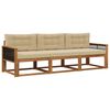 vidaXL Buiten bankenset met kussen 3 pcs Natuurlijk en Beige