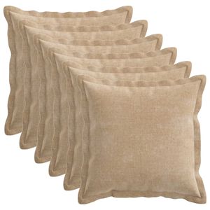 vidaXL Kussensloop 6 st HOUTEN Taupe 35 x 35 cm Chenille Stof