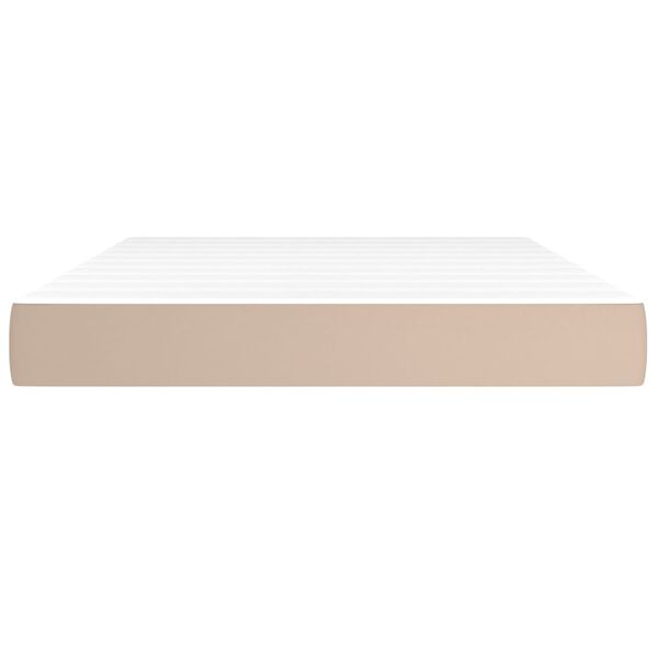 vidaXL Pocketveringmatras 140x190x20 cm kunstleer cappuccinokleurig