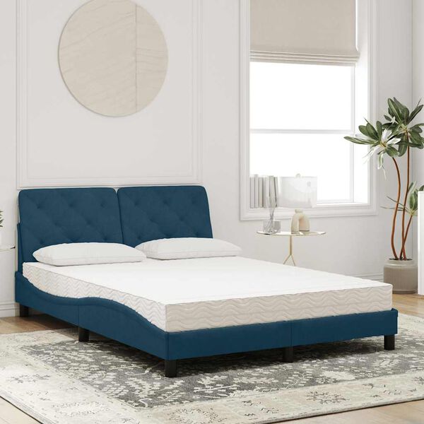 vidaXL Bed met matras fluweel blauw 140x200 cm