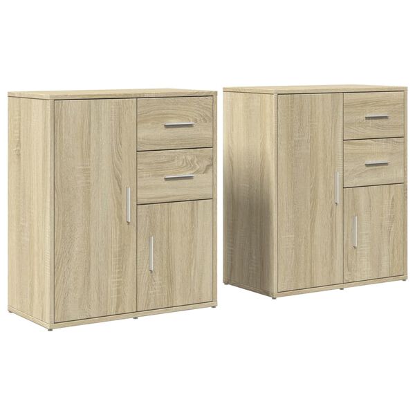 vidaXL Dressoirs 2 st 60x31x70 cm bewerkt hout sonoma eikenkleurig
