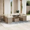 vidaXL 10-delige Loungeset met kussens poly rattan beige