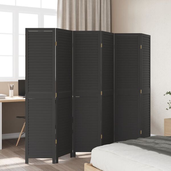 vidaXL Kamerscherm met 6 panelen massief paulowniahout zwart