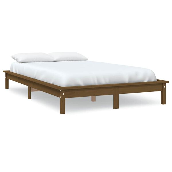 vidaXL Bedframe massief grenenhout honingbruin 140x190 cm