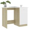vidaXL Bureau 100x50x76 cm bewerkt hout wit en sonoma eikenkleurig
