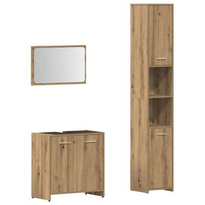 vidaXL 3-delige Badkamermeubelset bewerkt hout artisanaal eikenkleur