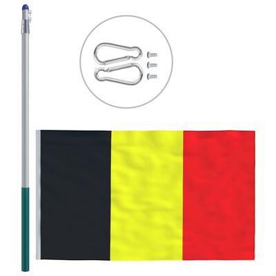 vidaXL Vlag met vlaggenmast België 6 m aluminium