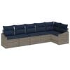 vidaXL Tuinbankenset met kussen 6 pcs Grijs en Marineblauw poly rattan