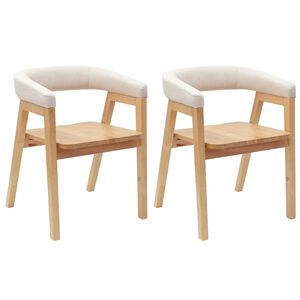 vidaXL Eettafelstoelen 2 st Massief Rubberhout Naturel 54 x 57 x 73 cm