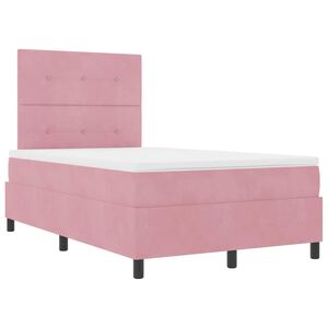 vidaXL LED Box Spring Bed met matras Roze 120 x 200 cm Stof