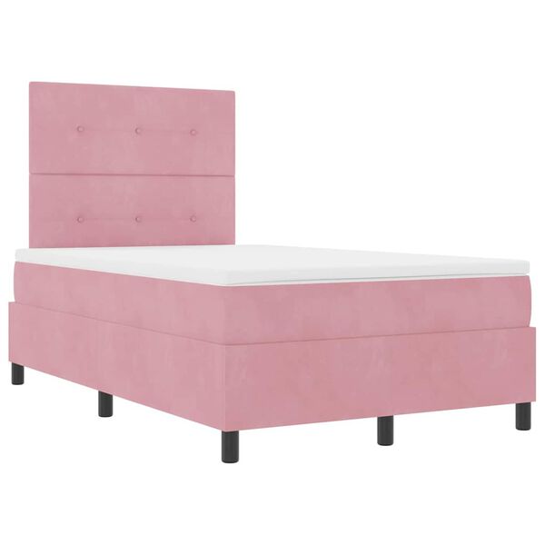 vidaXL LED Box Spring Bed met matras Roze 120 x 200 cm Stof