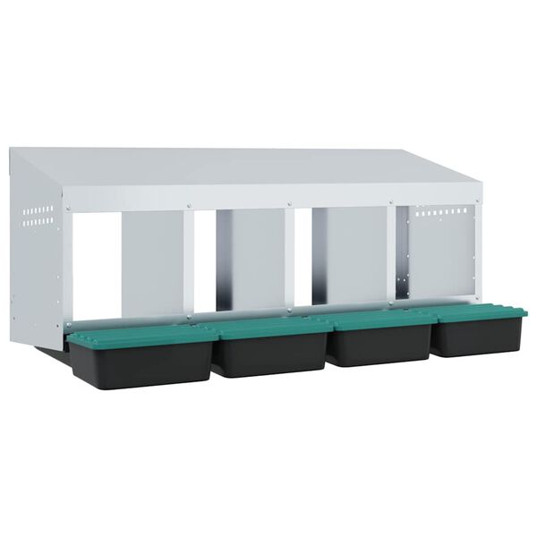 vidaXL Kippennestkast 4 compartimenten wandmontage gegalvaniseerd staal