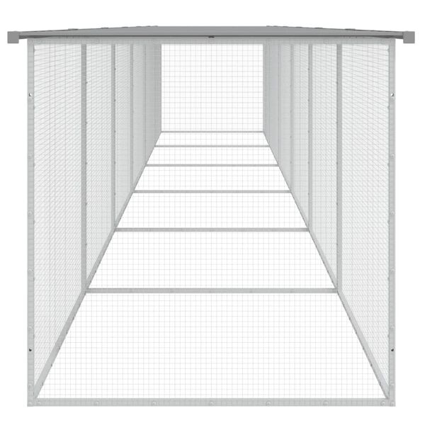 vidaXL Kippenhok met dak 603x98x90 cm gegalvaniseerd staal lichtgrijs