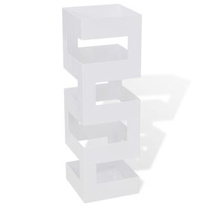 vidaXL Paraplu- en wandelstokhouder wit vierkant staal 48,5 cm