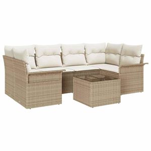 vidaXL Tuin Sofa Set 7 pcs 6-Seater Beige en Cr&egrave;me poly rattan
