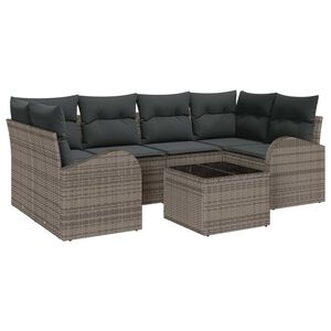 vidaXL Tuin Sofa Set met opslag met kussen 7 pcs Grijs poly rattan