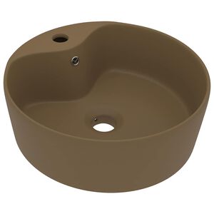 vidaXL Wastafel met overloop 36x13 cm keramiek matcr&egrave;me