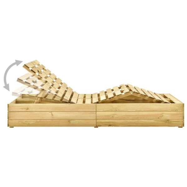 vidaXL Ligbed tweepersoons met koningsblauwe kussens grenenhout