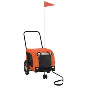 vidaXL Hondenfietstrailer oxford stof en ijzer oranje en zwart