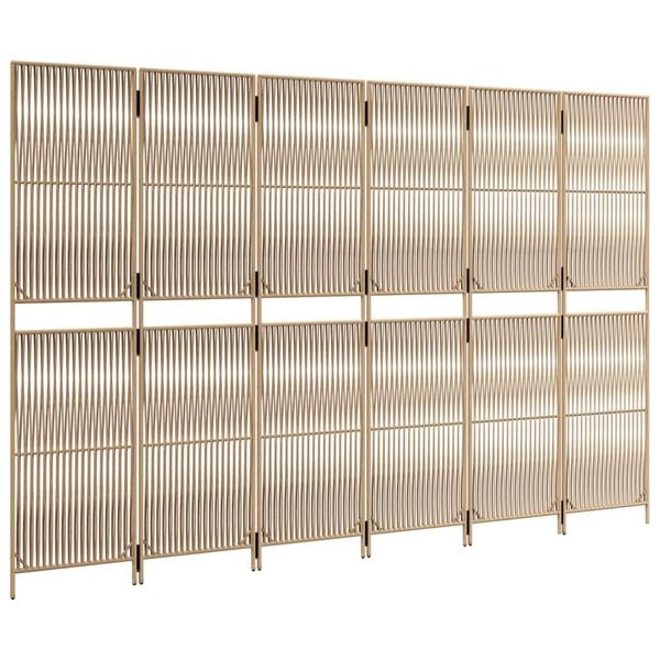 vidaXL Kamerscherm 6 panelen poly rattan beige