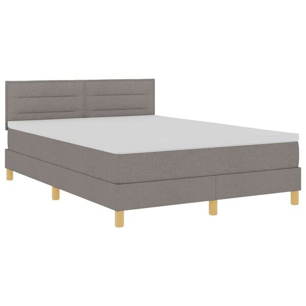 vidaXL LED Box Spring Bed met matras met LED Taupe 160 x 200 cm Stof