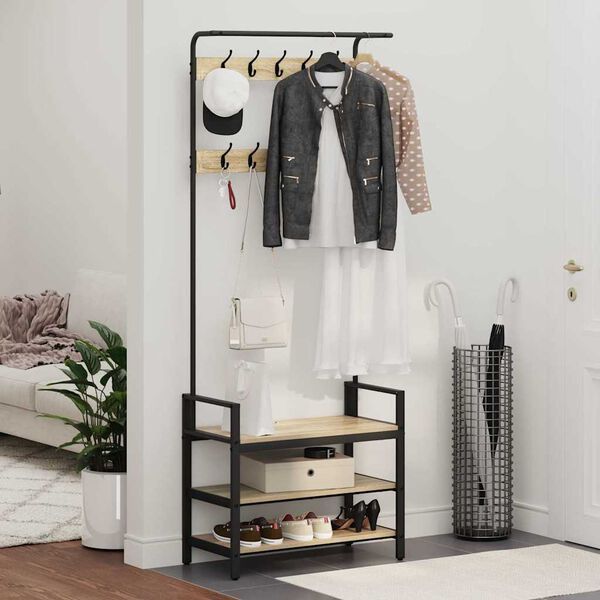 vidaXL Kapstok met plank Sonoma Eiken 75 x 34 x 184 cm Bewerkt hout