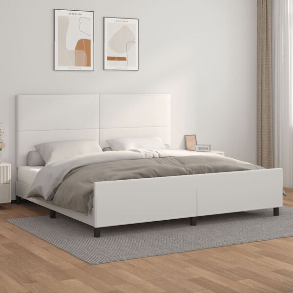vidaXL Bedframe met hoofdbord kunstleer wit 200x200 cm